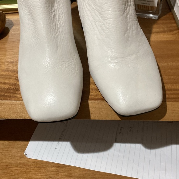TOPSHOP BOOTS White Leather Square Booties, Zip up Size 38 - Picture 2 of 6